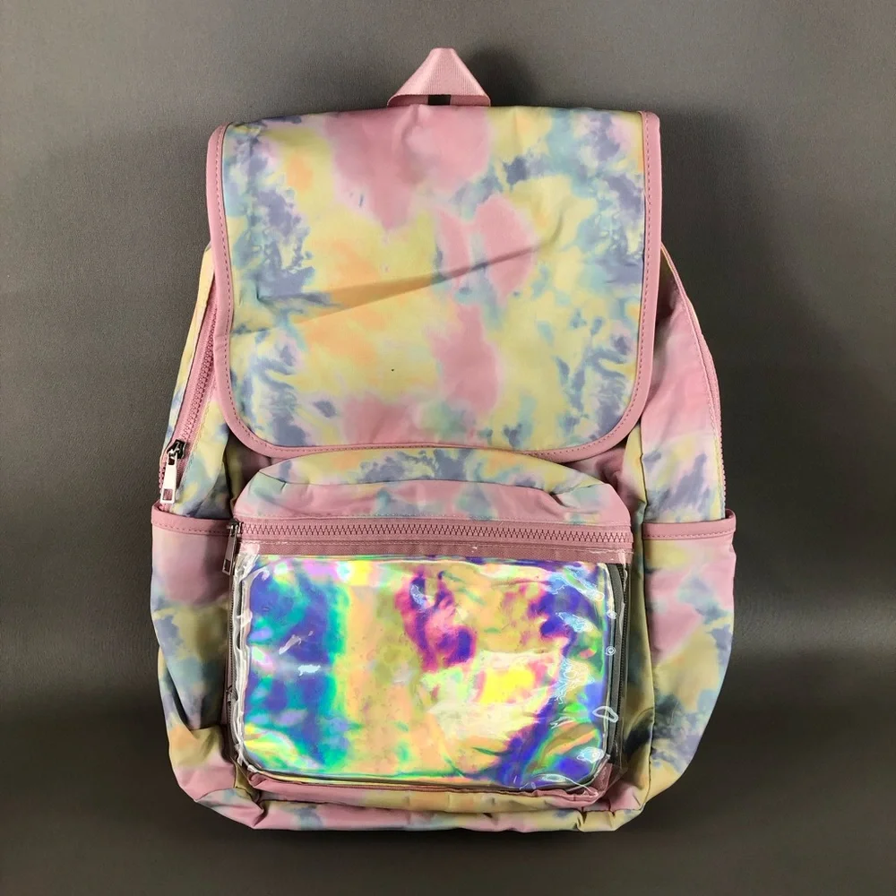 No Boundaries Tie-Dye Backpack with Holographic Pouch